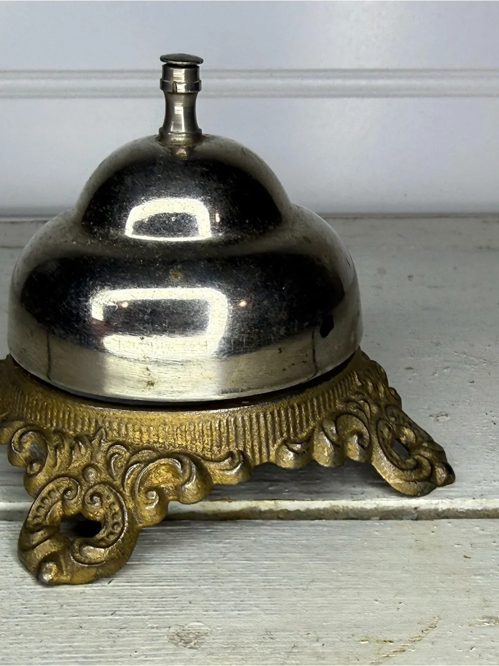 Vintage Decorative Service Bell in Silver and Gold Tone